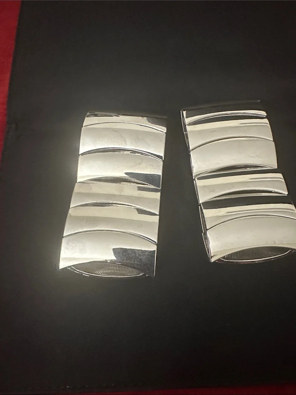 Pair of Wide Silver-Tone Stretch Cuff Bracelets